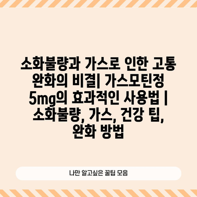 소화불량과 가스로 인한 고통 완화의 비결| 가스모틴정 5mg의 효과적인 사용법 | 소화불량, 가스, 건강 팁, 완화 방법