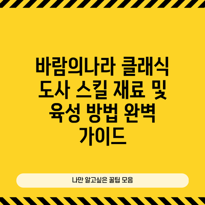 바람의나라 클래식 도사 스킬 재료 및 육성 방법 완벽 가이드