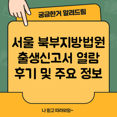 서울 북부지방법원 출생신고서 열람 후기 및 주요 정보