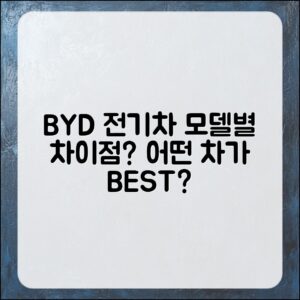 BYD 전기차 모델, 어떤 차이가 있을까요?
