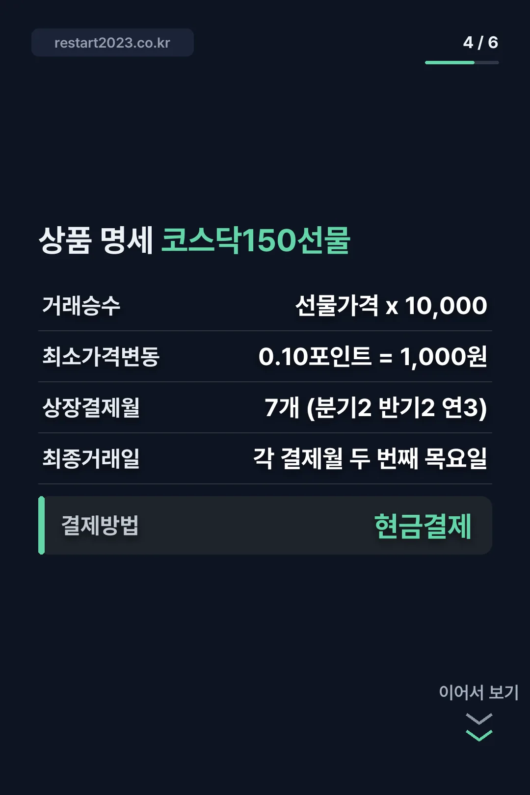 코스닥150선물 상품 명세
