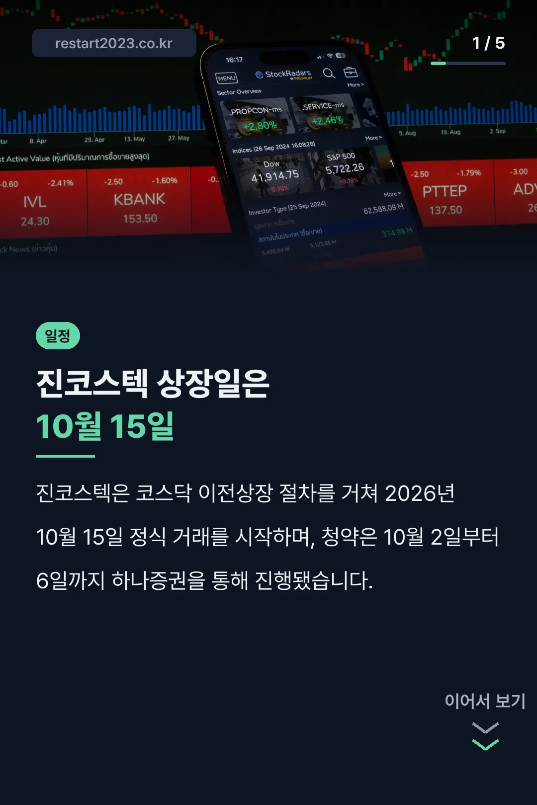 진코스텍 상장일 요약